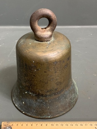 Antique Bronze Bell with Cast Iron Top Eye - Lovely Sound