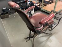 Antique Cast Iron and Leather Upholstered National Reclining Barbers Chair - 4