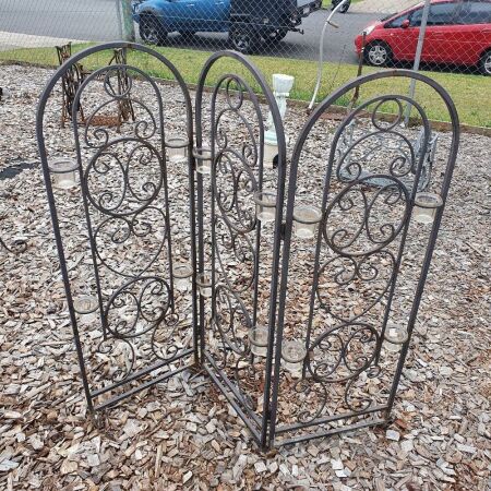 Scrolled Metalwork 3 Part Folding Screen with Tea Light Holders
