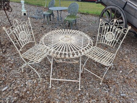 3 Piece White Folding Cafe Set for Restoration