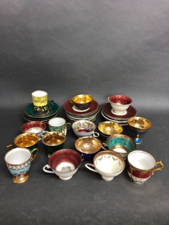 Assorted Vintage Porcelain Small Tea Cups, Coffee Cans & Saucers