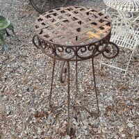 Tall Heavy Rustic Scrolled Metalwork Plant Stand - 2