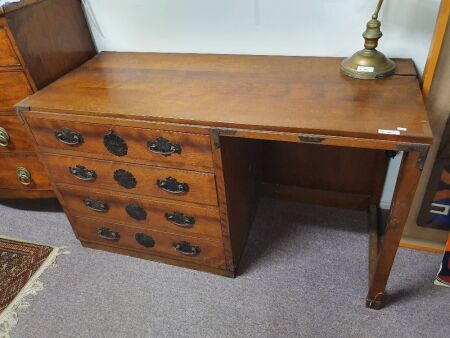 4 Drawer Clerks Desk With Oriental Iron Mounts