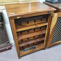 Indian Teak and Cast Iron Grilled Wine Rack