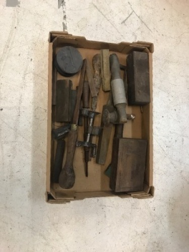 Box Lot of Sharpening Stones Etc.