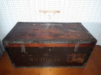 WWII OFFICERS CHEST. HANDMADE/SIGNWRITTEN, H.J. WINSEN - 995W X 480H X 500D - CONDITION GOOD