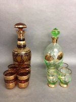 2 Mid Century Water Sets inc. Decanters & Glasses