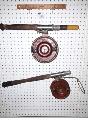 PAIR VINTAGE FISHING REELS. - CONDITION GOOD