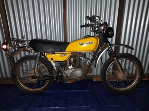 1978 KAWASAKI KV100 AG BIKE, HIGH / LOW RANGE ON HANDLEBARS - 823KM - RARE BIKE - CONDITION GOOD