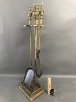 Nice Brass Fireplace Tool Set on Stand - 2