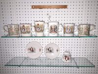 1952 - 1977 SILVER JUBILEE COMMEMORATIVE MUGS X 6, SILVER JUBILEE TEA SET TRIO - CONDITION GOOD