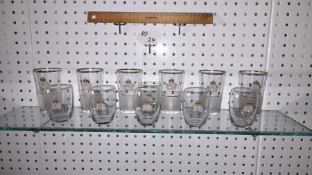 1954 ROYAL VISIT GLASS SETS, 2 X 6 SETS. - CONDITION GOOD