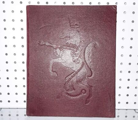 1952 OUR ROYAL GUESTS PUBLISHED BY COURIER MAIL, LEATHER EMBOSSED COVER. - CONDITION GOOD