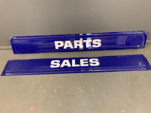 Long Parts and Sales Moulded Perspex Signs from Motor Dealership Light Box