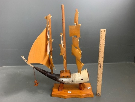 Retro Timber and Horn Sailing Ship - As Is