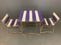 Vintage 3 Piece Timber and Steel Childs Garden Set