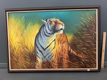 Original Framed Tiger Artwork on Canvas - Signed