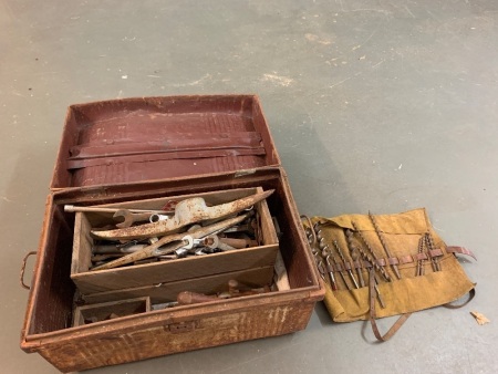 Vintage Tin Chest of Tools + Auger Set in Wrap