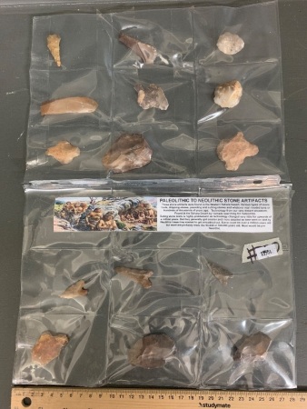 Collection of 15 Paleolithic to Neolithic Stone Artifacts from the Western Sahara Desert