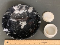 400 Million Year Old Fossil Filled Moroccan Marble Bowl + Moroccan Marble Trinket Box - 3