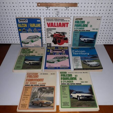 SELECTION OF VINTAGE FORD MANUALS AND VALIANT 6 CYLINDER MANUAL. - CONDITION GOOD