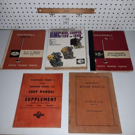 VINTAGE BMC MINI, MINI COOPER MANUAL, VINATGE VAUXHALL MANUALS X 4. - CONDITION GOOD