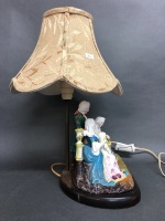 Vintage Table Lamp with Meissen Style Removable Porcelain Grouping - 4