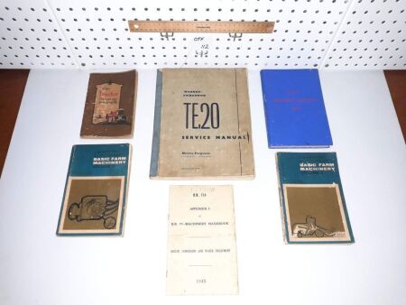 VINTAGE FARM MACHINERY X 4, MASSEY FERGUSON TE20 TRACTOR MANUAL ENGLAND - CONDITION FAIR