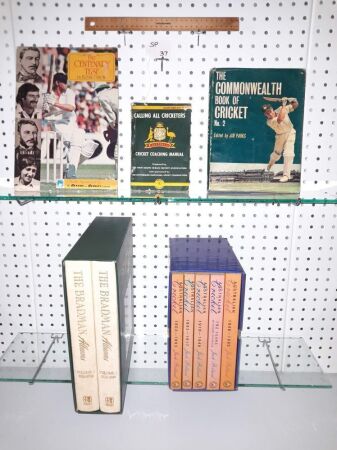 VINTAGE / RETRO CRICKET BOOKS. BOXED SET DON BRADMAN, BOXED SET AUSTRALIAN CRICKET 1803 - 1995, 1964 AND 1966 BOOKS - CONDITION GOOD