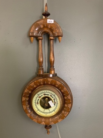 Vintage German Carved Timber Wall Mounted Barometer