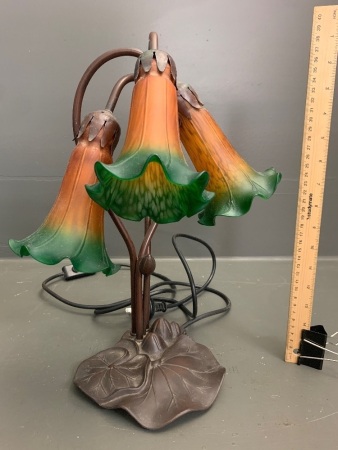 Bronze Effect 3 Lamp Lily Table Light - 1 Shade Colour Peeling