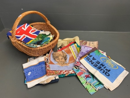 Basket of Asstd Vintage Linen Tea Towels