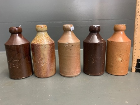 5 x Antique Stoneware Ginger Beer Bottles from Starkey - Sydney