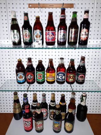 SELECTION OF VINTAGE AUSTRALIAN AND OVERSEAS FULL STUBBIES OF BEER. ALL FULL. - CONDITION GOOD