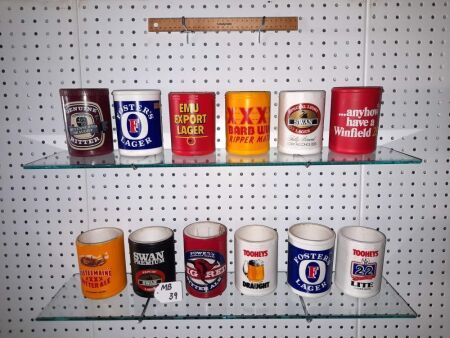 COLLECTION VINTAGE AUSTRALIAN STUBBY COOLERS. - CONDITION GOOD