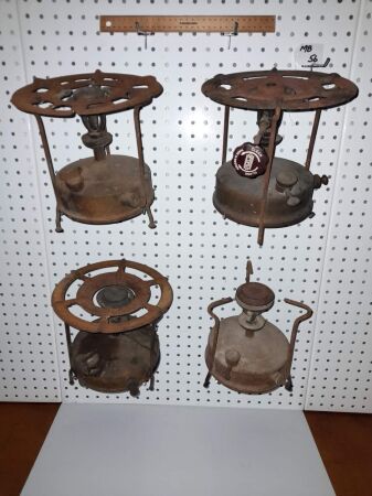 VINTAGE BRASS PRESSURE BURNERS, 'OPTIMUS' SWEDEN, COMPANION' BRANDS. - CONDITION FAIR