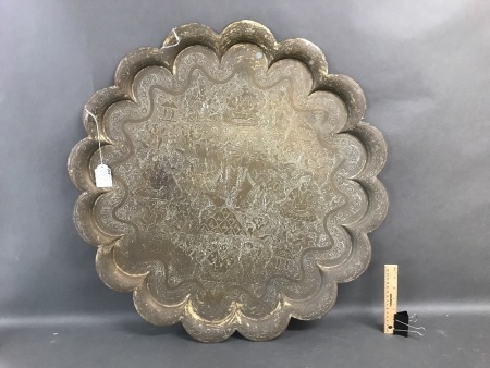 XL Antique Indian Brass Tray/Table Top