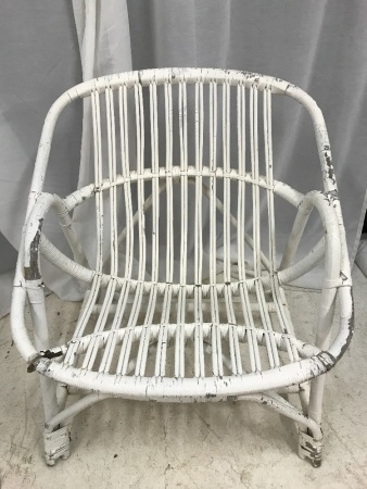 Vintage White Cane Chair