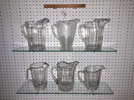 6 X ANTIQUE/VINTAGE HOTEL/BAR JUGS - CONDITION GOOD