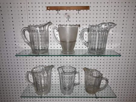 6 X ANTIQUE/VINTAGE HOTEL/BAR JUGS - CONDITION GOOD