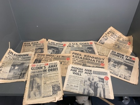 Collection of Vintage Australian Newspapers, Mainly 1960's Covering Russian and US Space Travel, Kennedy and Martin Luther King Assaniations, Last Ever Argus etc