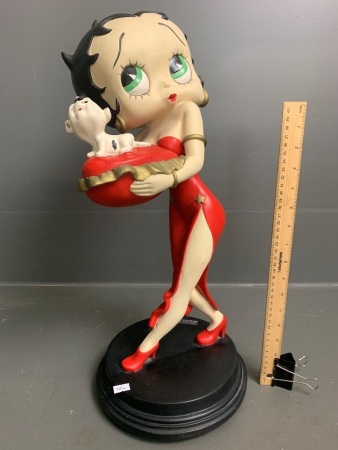 Tall c2000 Betty Boop Statue with Doggy Pillow Trinket Box