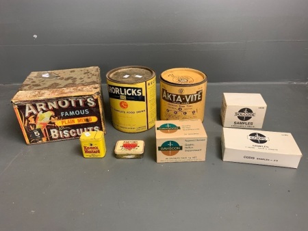 Collection of Vintage Tins and Packaging inc. Refundable Arnotts Tin