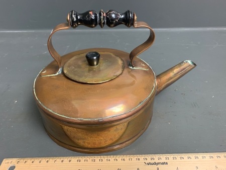 Vintage Copper Kettle with Turned Timber Handle