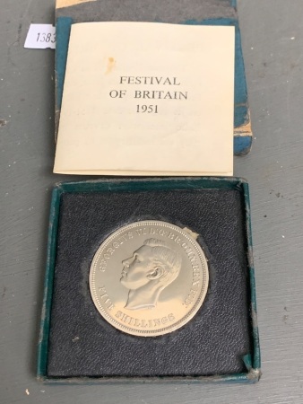 Boxed Unused 1951 Festival of Britain Five Shillings with Paper Insert