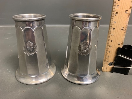 Pair of Vintage Walker and Hall RAF Monogrammed Desk Pen Holders