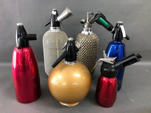 6 Assorted Vintage Soda Syphons