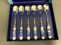 Unused Boxed Set of 6 Spode Blue Italian Tea Spoons - 2