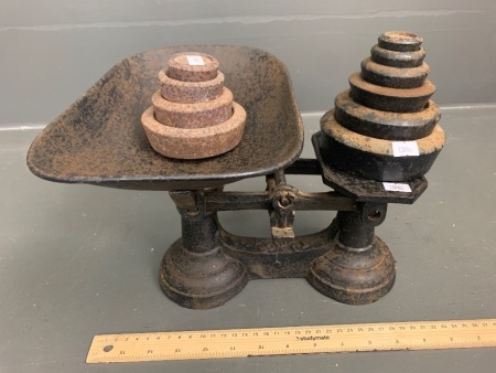 Vintage Kitchen Balance Scales and Weights from Crane Foundry Wolverhampton + Spare Weights