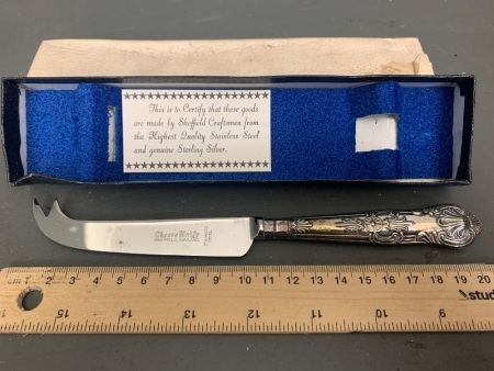 Vintage Sterling Silver Handled Cheese Knife in Box